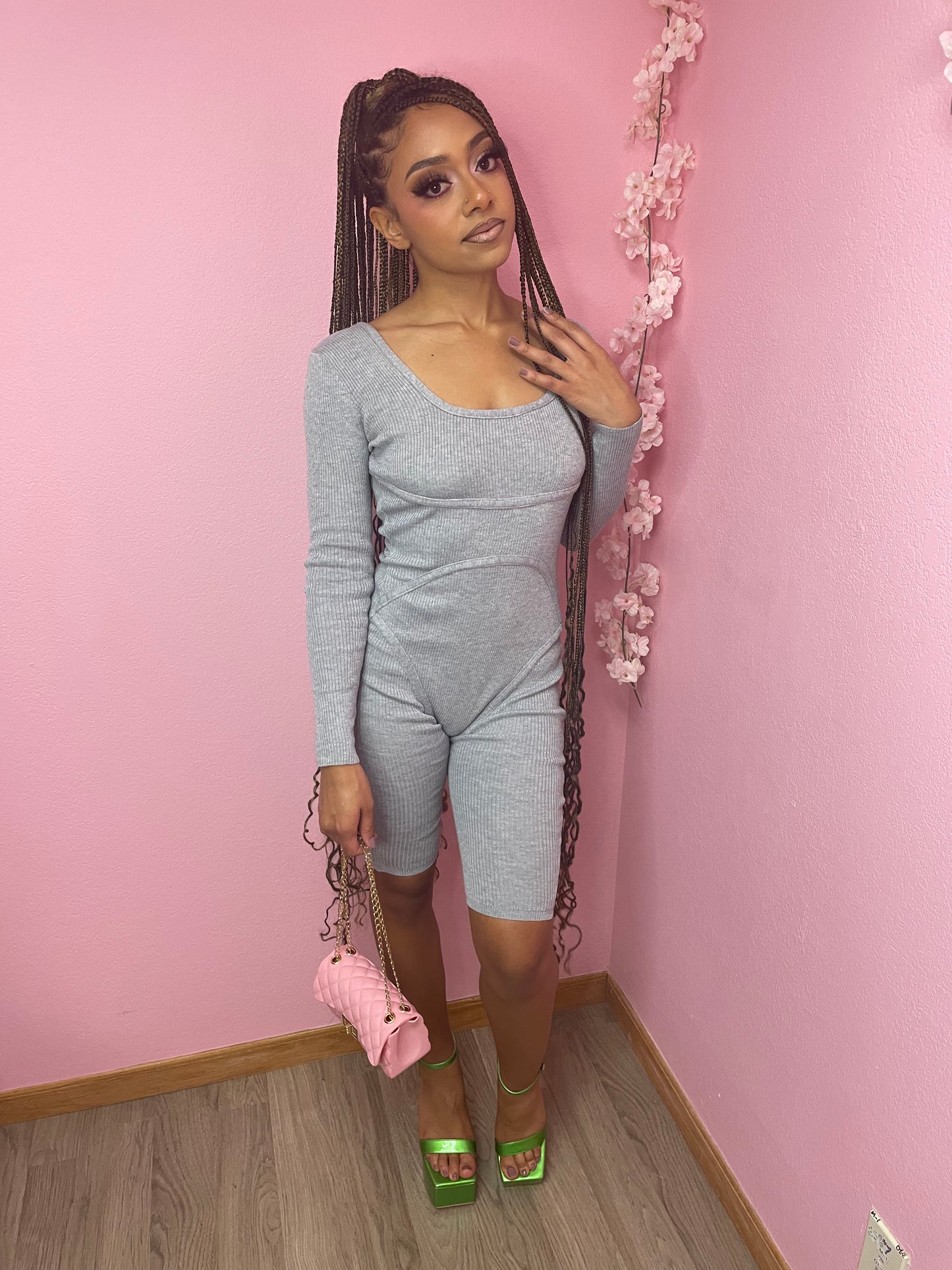 Too Unique Romper - Gray