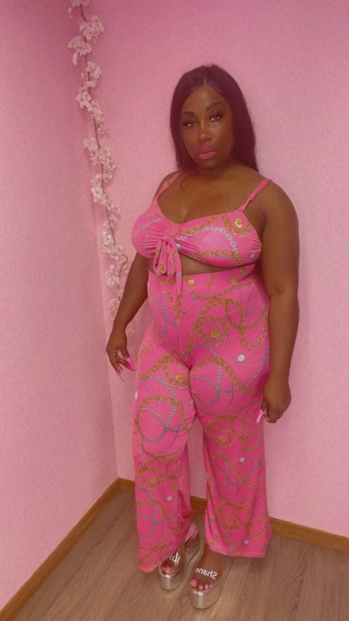 Chain Gang Pants Set - Pink