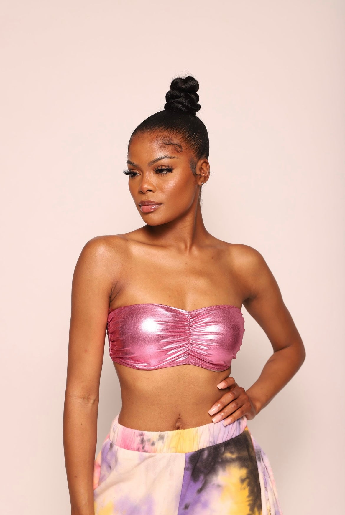 💗 Metallic Bandeau Top Pink 💗